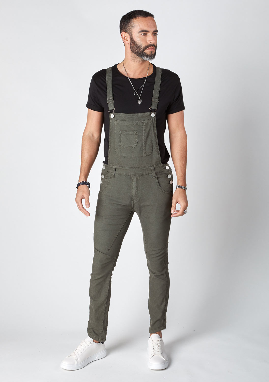 Men s Green Skinny Fit Casual Dungarees UK W34 W36