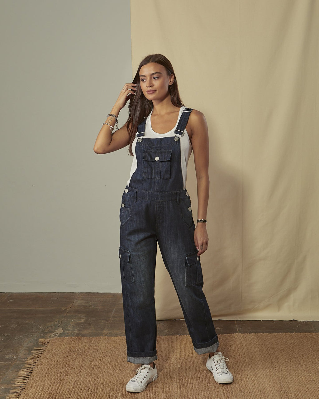 DAPHNE Relaxed Fit Stonewash Dungarees 